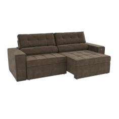 Sofá 4 Lugares Retrátil e Reclinável Lanus Veludo Marrom 250 cm - Kapp