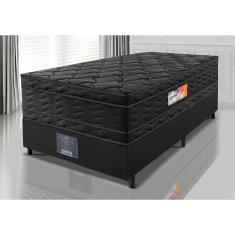 Cama Box Solteiro Colchão OrtoFirm Black + Box 88x188x71 Double Face Espuma D33 Preto
