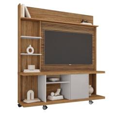 Estante Home para TV até 47 Polegadas 1 Porta Basculante Taurus Cinamomo com OffWhite Ripado