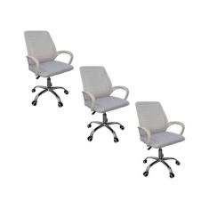 Kit 3 Cadeiras de Escritorio Esteirinha Tela Mesh Branco - Oficial Web