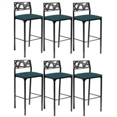 Kit 6 Banquetas Luiza Azul Turquesa-gat Magazine