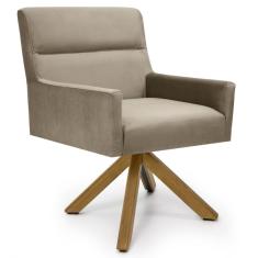 Poltrona Decorativa Giratória Angel Veludo C-68 Marrom Domi Móveis