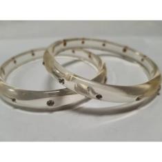 pulseira bracelete de acrilico transparente com strass kit 2pç