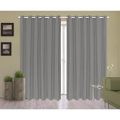 Cortina Corta Luz 4,00m X 2,80m 100% Blackout PVC Cinza Para Sala Ou Quarto Para Varão Simples