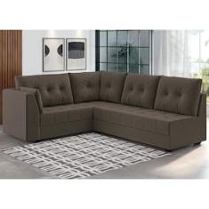 Sofá de Canto 6 Lugares Linoforte Toronto com Revestimento em Tecido Suede