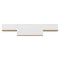 Kit 3 Armários De Cozinha Aéreos 4 Portas Veneza Multimóveis Mp2151 Branco/dourado Branco/dourado