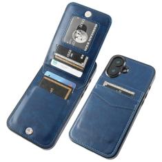 KIHUWEY Capa carteira compatível com iPhone 16 Plus com suporte para cartão de crédito, fecho magnético de couro premium com suporte, capa protetora resistente para iPhone 16 Plus de 6,7 polegadas