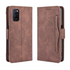 Capa com compartimento para cartão para Oppo A52, capa flip carteira com suporte de couro para Oppo A52, capa magnética retrô para celular, capa carteira com compartimentos para cartões