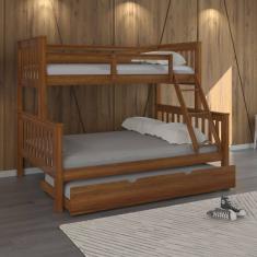 Beliche Casal/Solteiro De Madeira Com Cama Auxiliar Solteiro