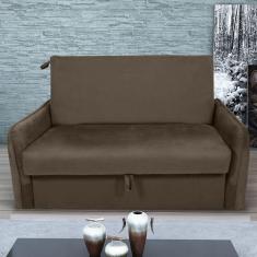 Sofá Cama 2 Lugares Com Baú Fabian Veludo Marrom