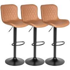 Banqueta Alta Giratória Com Encosto Cozinha Bar Kit 03 Un prime.office