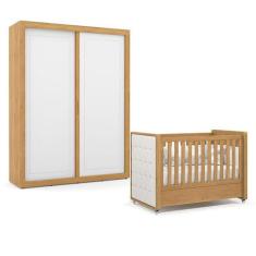 Berço Americano com Capitonê New Boucle e Guarda Roupa Tutto New 2 Por