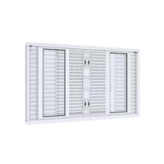 Janela Veneziana de Correr Central Flex 6 Folhas Grade Quadrada Lucasa