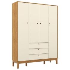 Guarda Roupa Infantil 4 Portas Unique Freijó Off White Eco Wood - Mati