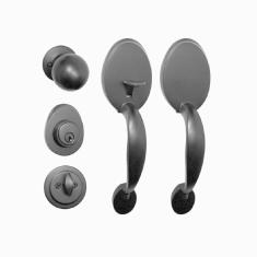 Fechadura Blim Blim Para Porta Dupla De Duas Folhas Retrô Alça Dupla Preta