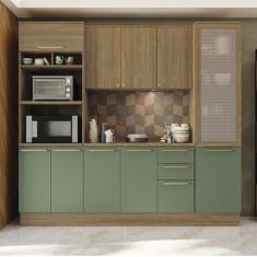 Armário de Cozinha Modulada Completa Reta 5 peças 2,40m 240 Botanic Ka