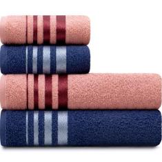Jogo de Toalhas de Algodão 4 Peças Banho e Rosto Karsten - Emcompre, R