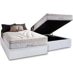 Cama Box Baú Casal: Colchão Molas Herval Maxspring American + Base Crc Courano White(138x188)
