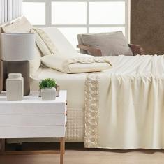 Jogo De Lençol Casal Padrão Supreme Percal 400 Fios Acetinado 4 Peças - Vanilla