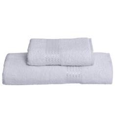 Jogo de Toalhas 2 peças Branca Banho e Rosto 100% Algodão Felpuda Dohler Prisma Lisa