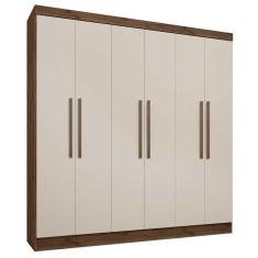 Guarda Roupa 6 Portas Luna ébano Rústico Toq Off White Qmovi