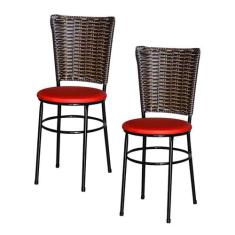 2 Cadeiras Preta Para Cozinha Hawai Cappuccino - Laumar, Vermelho