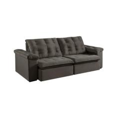 Sofá 3 Lugares Retrátil e Reclinável Itaguaí Veludo Marrom 230 cm - Es