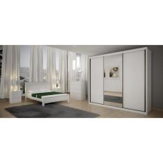 Guarda Roupa Casal com Espelho 3 Portas 6 Gavetas - Palazzo-Branco - Móveis Novo Horizonte