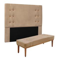 Cabeceira Cama Box King 195cm e Recamier Gênova Suede S04 - D'Rossi, B