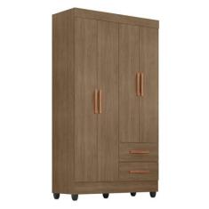 Guarda Roupa Solteiro Lite 4 Portas Carvalho Oak - Móveis Leão