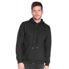 Jaqueta Masculina Moletom Básica Com Capuz Preta-Masculino
