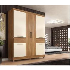 Guarda Roupa Casal Ambiente Mauá Amêndola Off White  Demóbile - Demobi