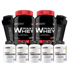Kit 2x Waxy Whey 900g + 5x Power creatina 100g + 2x Coqueteleira - Bodybuilders-Unissex