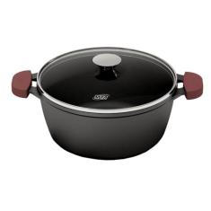 MTA - Caçarola com Tampa de Vidro Forno Fogão N°26 de 5,1 Litros, Alças de Silicone, Linha Ferro Fundido