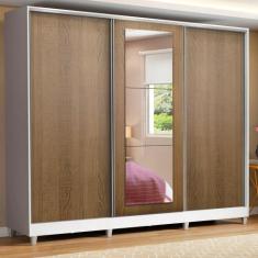 Guarda Roupa Casal 100% MDF Madesa Eros 3 Portas de Correr com Espelho