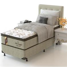 Cama Box de Solteiro Probel Fort Comfort com Pillow Top e Molas Prolastic 72x88x188cm - Branco/Bege