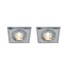 Kit 2 Spot Quadrado Embutir Sanca Gesso Cristal Espelhado