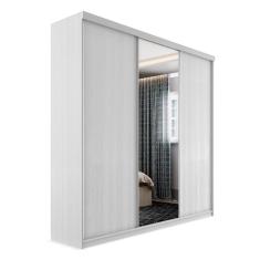 Guarda-Roupa Casal com 1 Espelho Lugano 3 Portas 4 Gavetas Branco