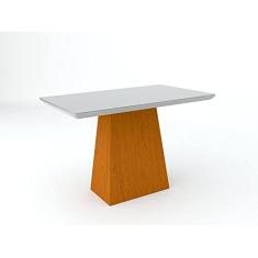 Mesa de Jantar Para 4 Lugares Tampo De Madeira Com Vidro Bárbara 1,20m Ype Off White New Ceval