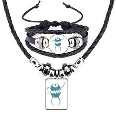 Cyclops Criatura alienígena Art Déco, presente, moda, colar de couro, conjunto de joias