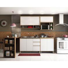 Cozinha com Bancada Gourmet Armários Balcões e Nicho Micoondas Luciane Móveis