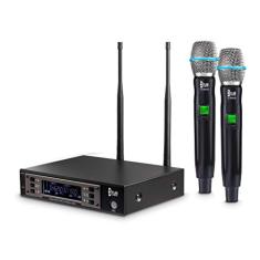 Microfone sem fio duplo profissional Dylan D-9000 UHF 200 canais