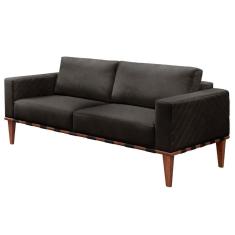 Sofá Namoradeira Bella Luxo Castellar Móbile Corino Preto Corino Preto