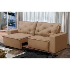 Sofá Retrátil e Reclinável 3 lugares com Molas 1,80m Ana Suede Cappuccino Adonai Estofados