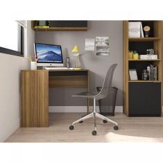 Escrivaninha de Canto 90x90cm Recta Caemmun marrom e preto