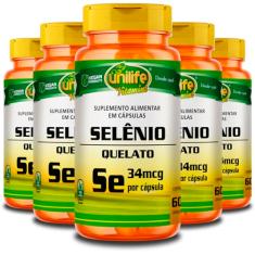 Kit 5 Selênio Quelato 60 cápsulas Unilife