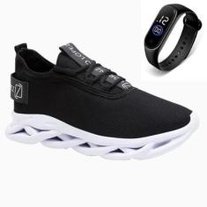 Tênis Masculino Esporte Gmm Shoes Academia Caminhada Confortável Dia a Dia + Relógio-Masculino