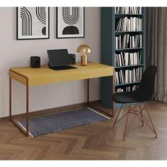 Escrivaninha Industrial Escritório Canela 137x53cm Malta com 1 Cadeira