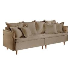Sofá Fixo Atlas 3 Lugares Luxo 1,80 M Castellar Móbile, Linho Bege