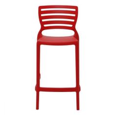 Banqueta Sofia Alta Vermelha Fibra de Vidro Tramontina